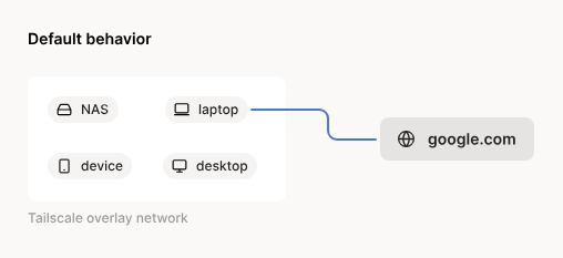 An overview of a network where a laptop connects directly to Google.com